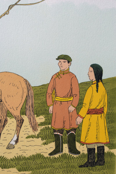 Vincent HADDELSEY : Le cavalier mongol, Lithographie originale signée