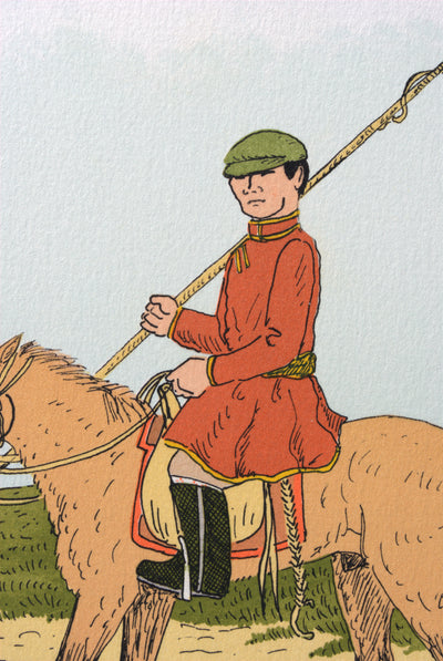 Vincent HADDELSEY : Le cavalier mongol, Lithographie originale signée