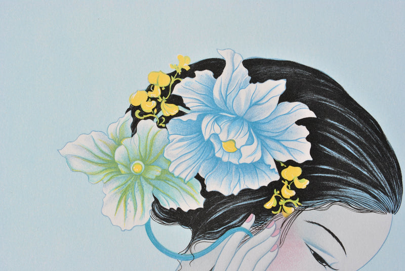 Mara TRAN LONG : Geisha au roseau, Lithographie originale (photo de détail 9) - Crédit photo : Galerie Art.Paris