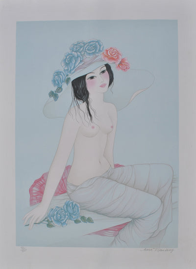 Mara TRAN LONG : Geisha à la rose, Lithographie originale (vue générale) - Crédit photo : Galerie Art.Paris