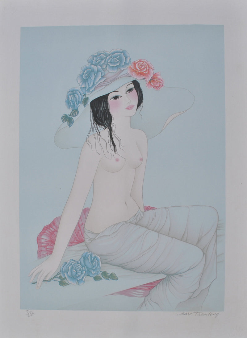 Mara TRAN LONG : Geisha à la rose, Lithographie originale (vue générale) - Crédit photo : Galerie Art.Paris