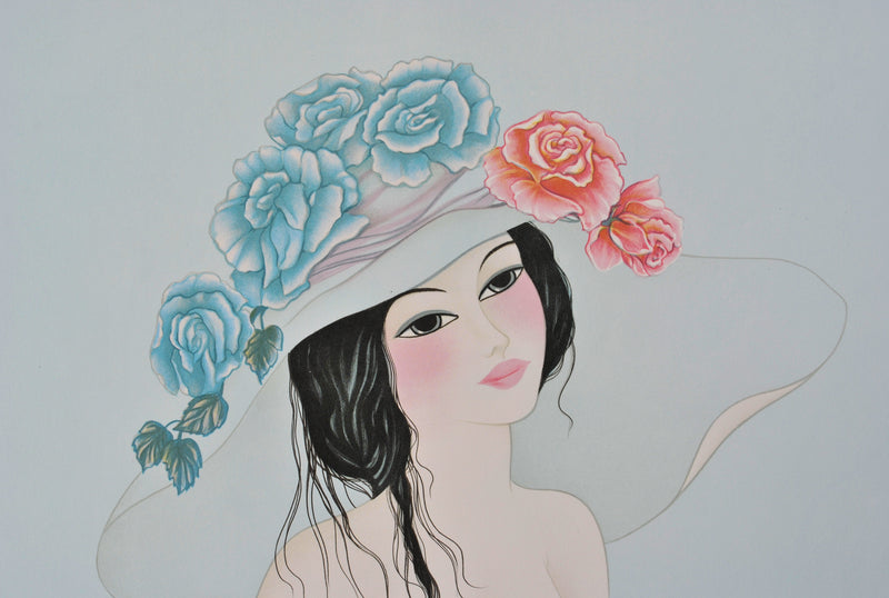 Mara TRAN LONG : Geisha à la rose, Lithographie originale (photo de détail 5) - Crédit photo : Galerie Art.Paris