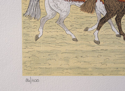 Vincent HADDELSEY : Cavaliers arabes, Lithographie originale (photo de détail 4) - Crédit photo : Galerie Art.Paris