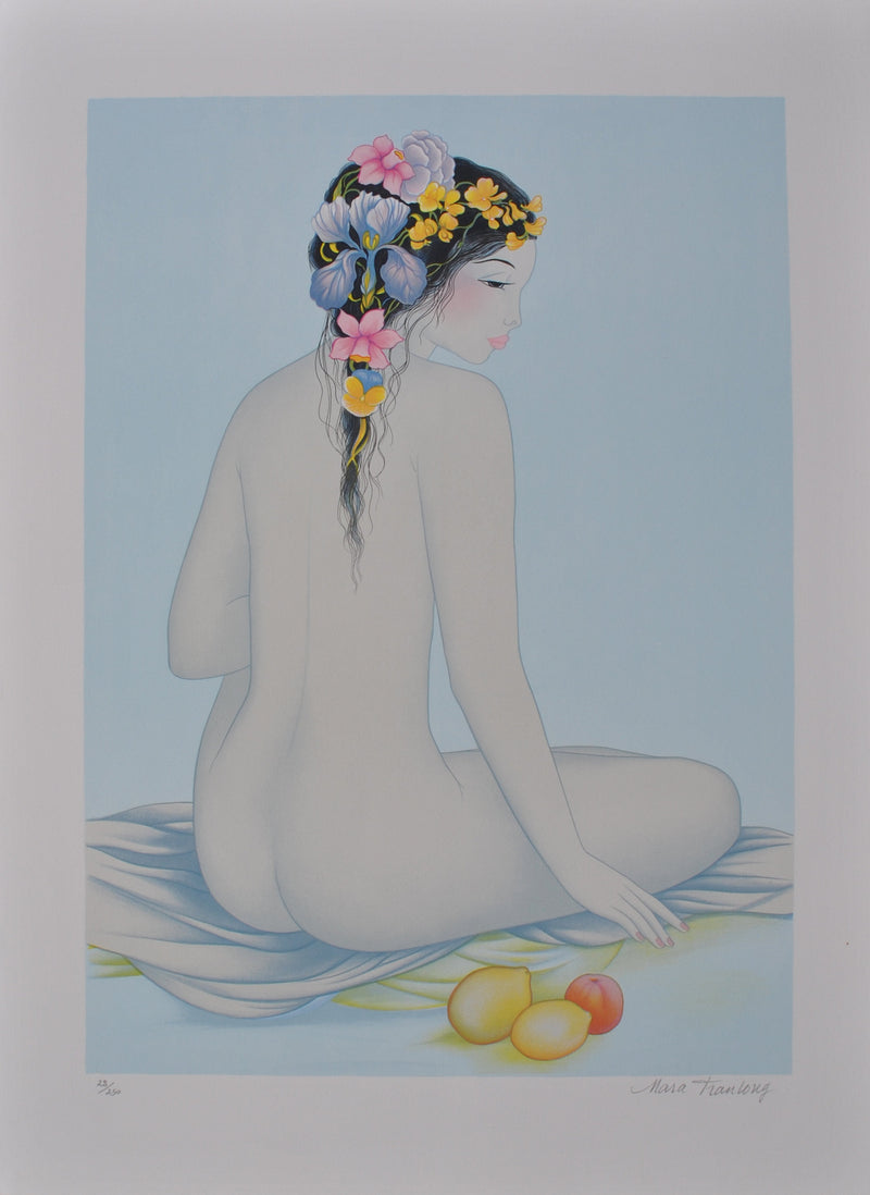 Mara TRAN LONG : Geisha et les fruits, Lithographie originale (vue générale) - Crédit photo : Galerie Art.Paris