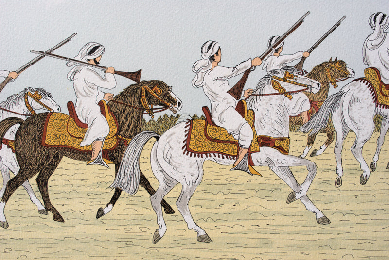 Vincent HADDELSEY : Cavaliers arabes, Lithographie originale signée