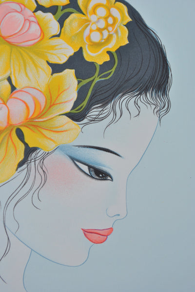 Mara TRAN LONG : Geisha et son chat chartreux, Lithographie originale (photo de détail 10) - Crédit photo : Galerie Art.Paris