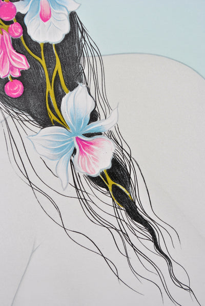 Mara TRAN LONG : Geisha aux oiseaux, Lithographie originale (photo de détail 11) - Crédit photo : Galerie Art.Paris