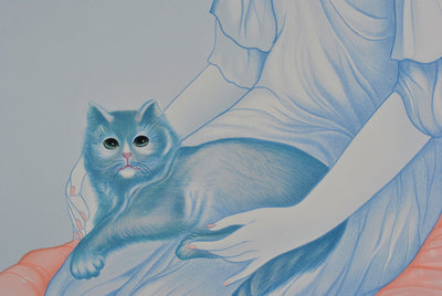 Mara TRAN LONG : Geisha et son chat, Lithographie originale (photo de détail 5) - Crédit photo : Galerie Art.Paris