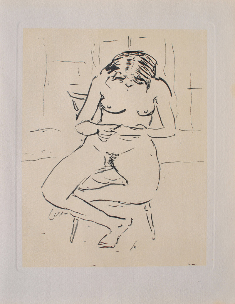 Albert MARQUET : Femme nue se coiffant, Gravure originale (vue générale) - Crédit photo : Galerie Art.Paris