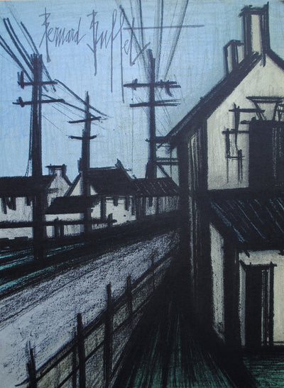 Bernard BUFFET : La route du village, Lithographie originale (vue générale) - Crédit photo : Galerie Art.Paris