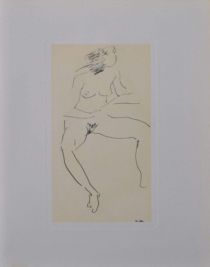 Albert MARQUET : Jeune fille nue en attente, Gravure originale (vue générale) - Crédit photo : Galerie Art.Paris