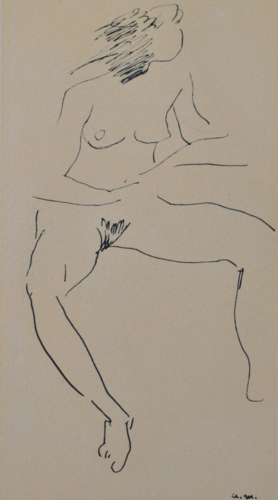 Albert MARQUET : Jeune fille nue en attente, Gravure originale (photo de détail 2) - Crédit photo : Galerie Art.Paris