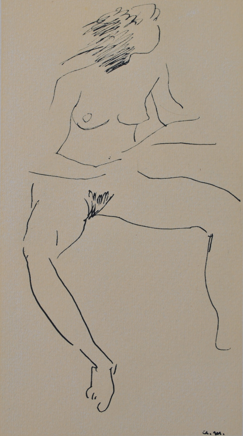 Albert MARQUET : Jeune fille nue en attente, Gravure originale (photo de détail 2) - Crédit photo : Galerie Art.Paris