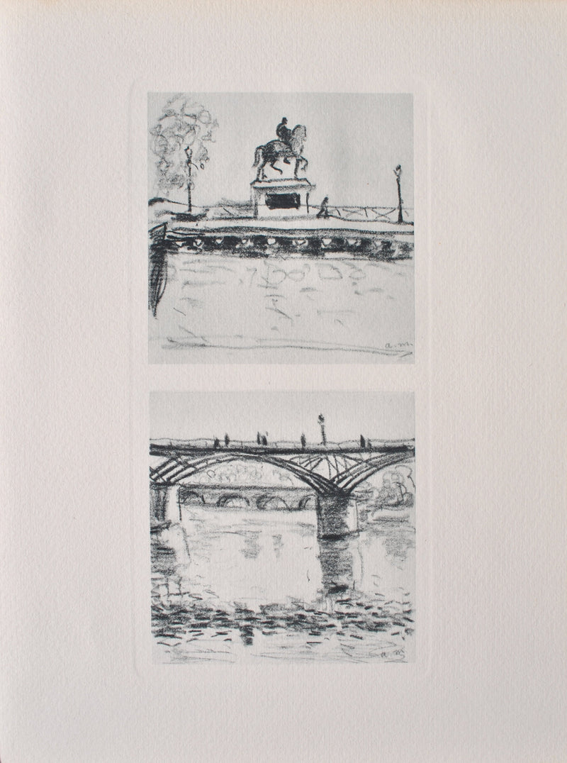 Albert MARQUET : Paris : Le pont neuf et le pont des arts, Gravure originale (vue générale) - Crédit photo : Galerie Art.Paris