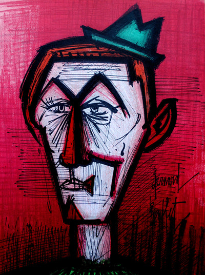 Bernard BUFFET : Le clown rouge, Lithographie originale (vue générale) - Crédit photo : Galerie Art.Paris