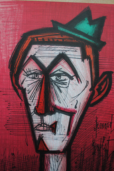 Bernard BUFFET : Le clown rouge, Lithographie originale (photo de détail 3) - Crédit photo : Galerie Art.Paris