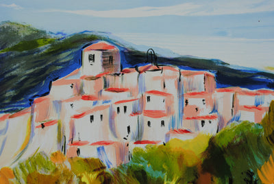 Ray POIRIER : Village provençal perché, Lithographie originale (photo de détail 5) - Crédit photo : Galerie Art.Paris