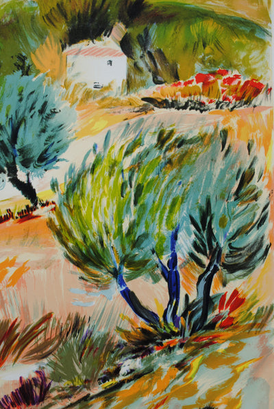 Ray POIRIER : Village provençal perché, Lithographie originale (photo de détail 6) - Crédit photo : Galerie Art.Paris