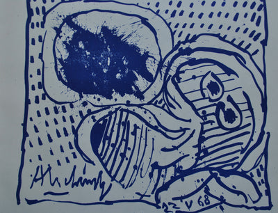Pierre ALECHINSKY : Il est pour l'étudiant celui qui s'étudi, Affiche originale (photo de détail 2) - Crédit photo : Galerie Art.Paris