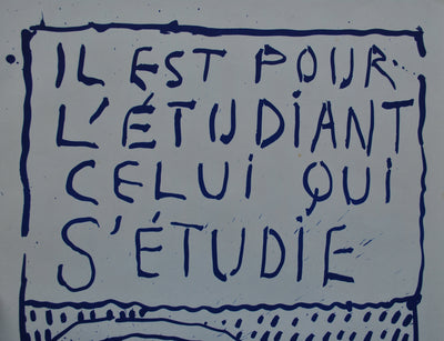 Pierre ALECHINSKY : Il est pour l'étudiant celui qui s'étudi, Affiche originale (photo de détail 5) - Crédit photo : Galerie Art.Paris
