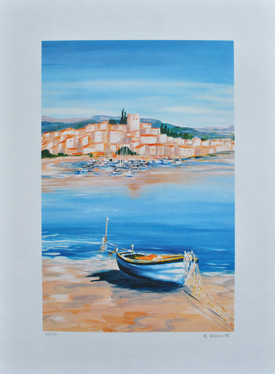 Anne-Marie BRIANTE : Petite barque près de St Tropez, Lithographie originale (vue générale) - Crédit photo : Galerie Art.Paris