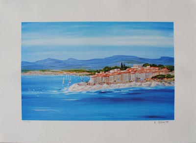 Anne-Marie BRIANTE : Les calanques, Lithographie originale (vue générale) - Crédit photo : Galerie Art.Paris