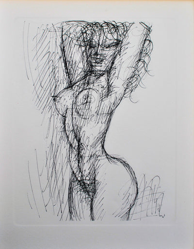 Marcel GROMAIRE : Belle femme nue en pos, Gravure originale (vue générale) - Crédit photo : Galerie Art.Paris