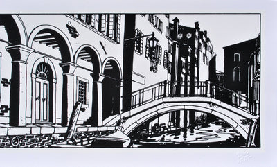 Hugo PRATT : Corto Maltese à Venise de nuit, Sérigraphie originale (photo de détail 2) - Crédit photo : Galerie Art.Paris