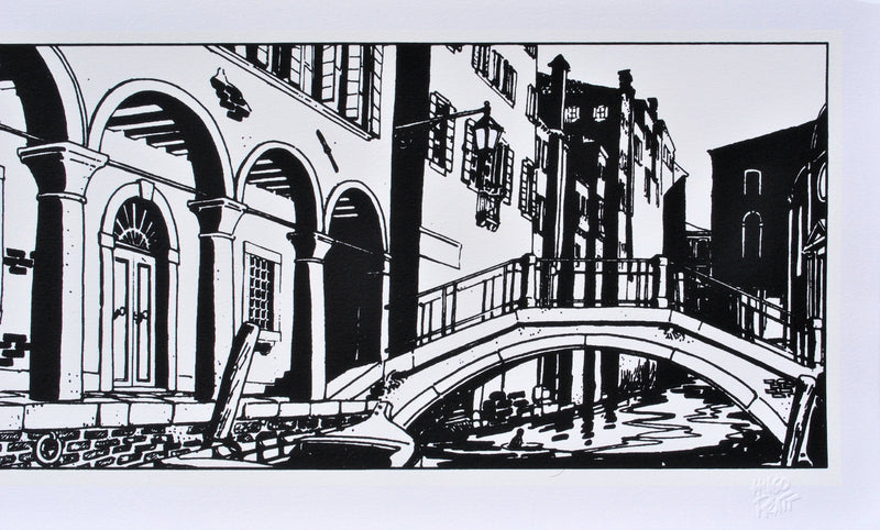 Hugo PRATT : Corto Maltese à Venise de nuit, Sérigraphie originale (photo de détail 2) - Crédit photo : Galerie Art.Paris