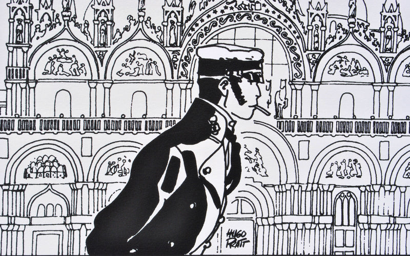 Hugo PRATT : Corto Maltese à Venise, La place Saint Marc, Sérigraphie originale (photo de détail 3) - Crédit photo : Galerie Art.Paris