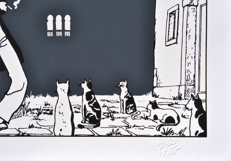 Hugo PRATT : Corto Maltese et les chats, Sérigraphie originale (photo de détail 2) - Crédit photo : Galerie Art.Paris