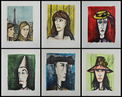 Bernard BUFFET : Visages, Lithographie originale (vue générale) - Crédit photo : Galerie Art.Paris