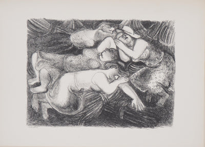 Maurice SAVIN : Repos dans les champs après la moisson, Lithographie originale (vue générale) - Crédit photo : Galerie Art.Paris