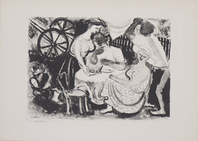 Maurice SAVIN : Le repas après un journée dans les champs, Lithographie originale (vue générale) - Crédit photo : Galerie Art.Paris