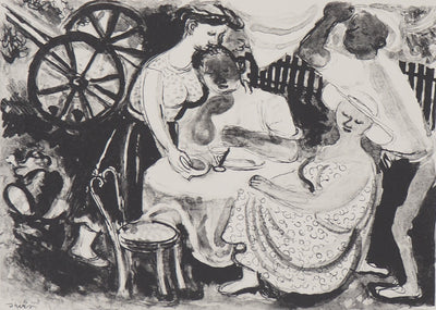 Maurice SAVIN : Le repas après un journée dans les champs, Lithographie originale (photo de détail 4) - Crédit photo : Galerie Art.Paris