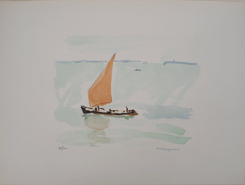 Albert MARQUET : La voile rouge, Lithographie originale (vue générale) - Crédit photo : Galerie Art.Paris