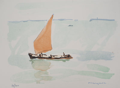 Albert MARQUET : La voile rouge, Lithographie originale (photo de détail 2) - Crédit photo : Galerie Art.Paris