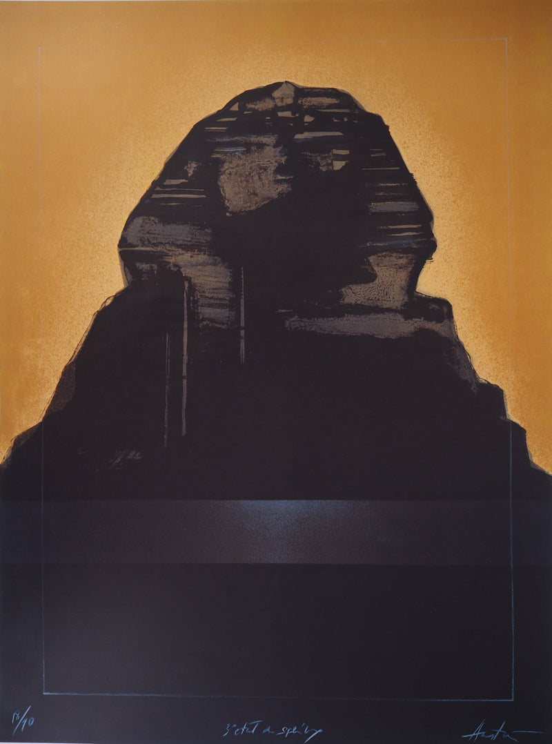 Claude HASTAIRE : Egypte, Le Sphinx de Khéops (3ème état), Lithographie originale (vue générale) - Crédit photo : Galerie Art.Paris