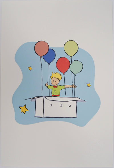 Antoine DE SAINT-EXUPERY : Le Petit Prince en ballon, Lithographie originale (vue générale) - Crédit photo : Galerie Art.Paris