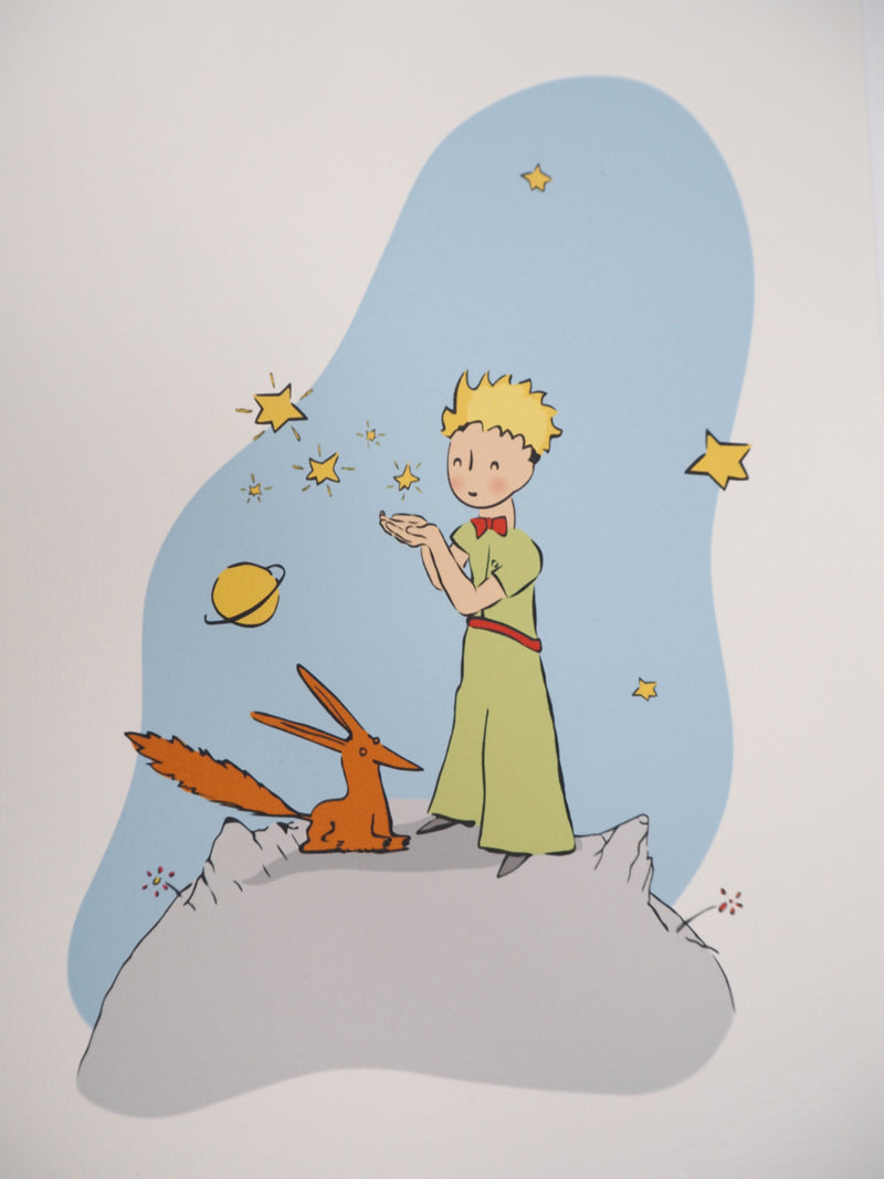 Antoine DE SAINT-EXUPERY : Le Petit Prince et le renard sous les étoiles, Lithographie originale (photo de détail 2) - Crédit photo : Galerie Art.Paris