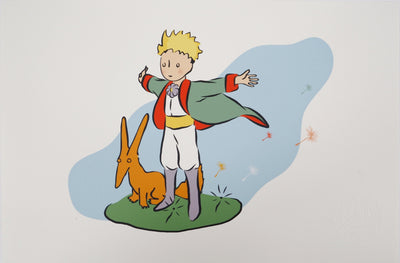 Antoine DE SAINT-EXUPERY : Le Petit Prince et son ami le renard, Lithographie originale (vue générale) - Crédit photo : Galerie Art.Paris