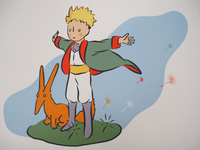 Antoine DE SAINT-EXUPERY : Le Petit Prince et son ami le renard, Lithographie originale (photo de détail 2) - Crédit photo : Galerie Art.Paris