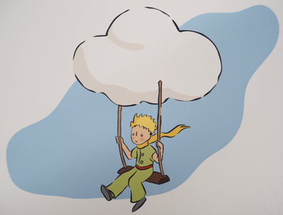 Antoine DE SAINT-EXUPERY : Le Petit Prince vole avec les nuages, Lithographie originale (photo de détail 2) - Crédit photo : Galerie Art.Paris