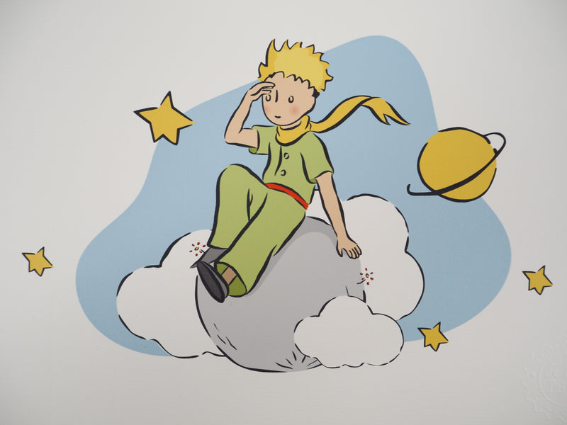 Antoine DE SAINT-EXUPERY : Le Petit Prince dans les nuages, Lithographie originale (photo de détail 2) - Crédit photo : Galerie Art.Paris