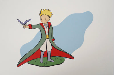 Antoine DE SAINT-EXUPERY : Le Petit Prince et l'oiseau de la Paix, Lithographie originale (vue générale) - Crédit photo : Galerie Art.Paris