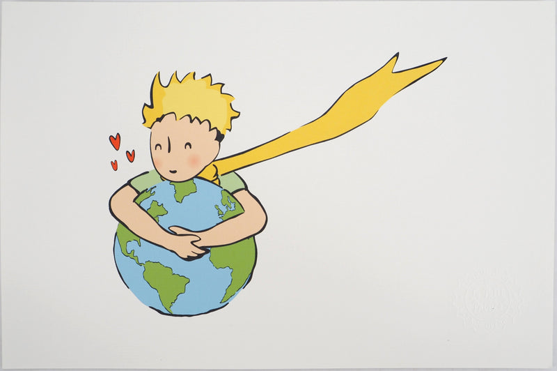 Antoine DE SAINT-EXUPERY : Ecologie : Le Petit Prince aime la Terre, Lithographie originale (vue générale) - Crédit photo : Galerie Art.Paris