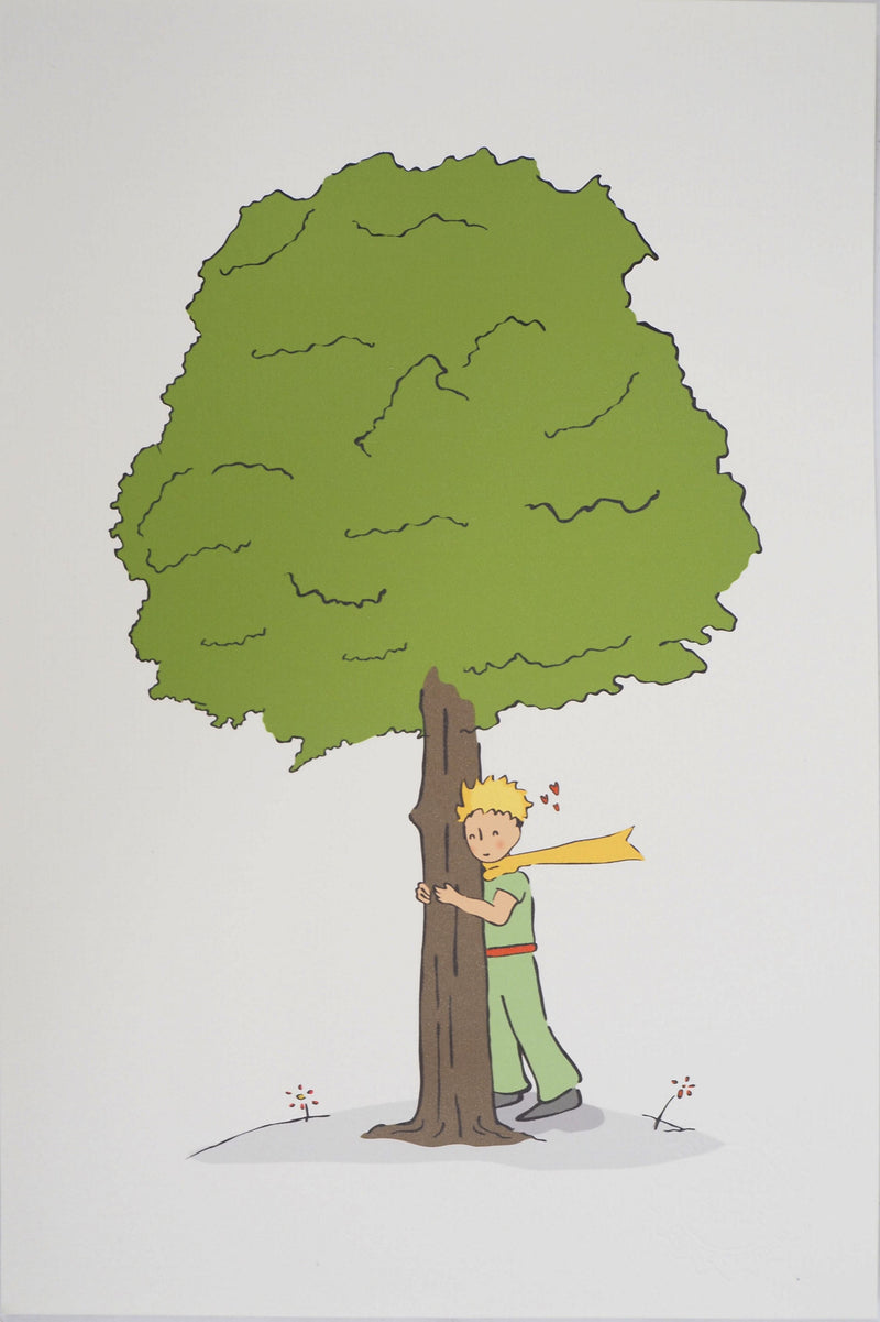 Antoine DE SAINT-EXUPERY : Ecologie : Le Petit Prince veille sur les arbres, Lithographie originale (vue générale) - Crédit photo : Galerie Art.Paris