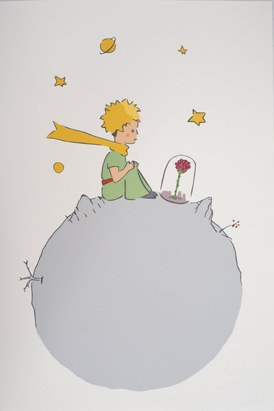 Antoine DE SAINT-EXUPERY : Le Petit Prince fait attention à sa rose, Lithographie originale (vue générale) - Crédit photo : Galerie Art.Paris