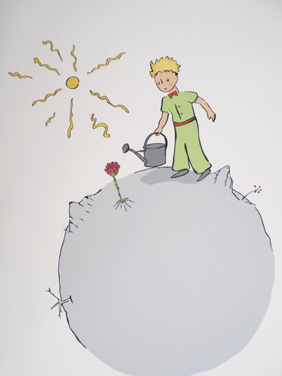 Antoine DE SAINT-EXUPERY : Le Petit Prince arrose sa rose, Lithographie originale (photo de détail 2) - Crédit photo : Galerie Art.Paris