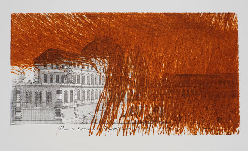 Arnulf RAINER : Paris, Louvre en orange, Gravure originale (photo de détail 2) - Crédit photo : Galerie Art.Paris